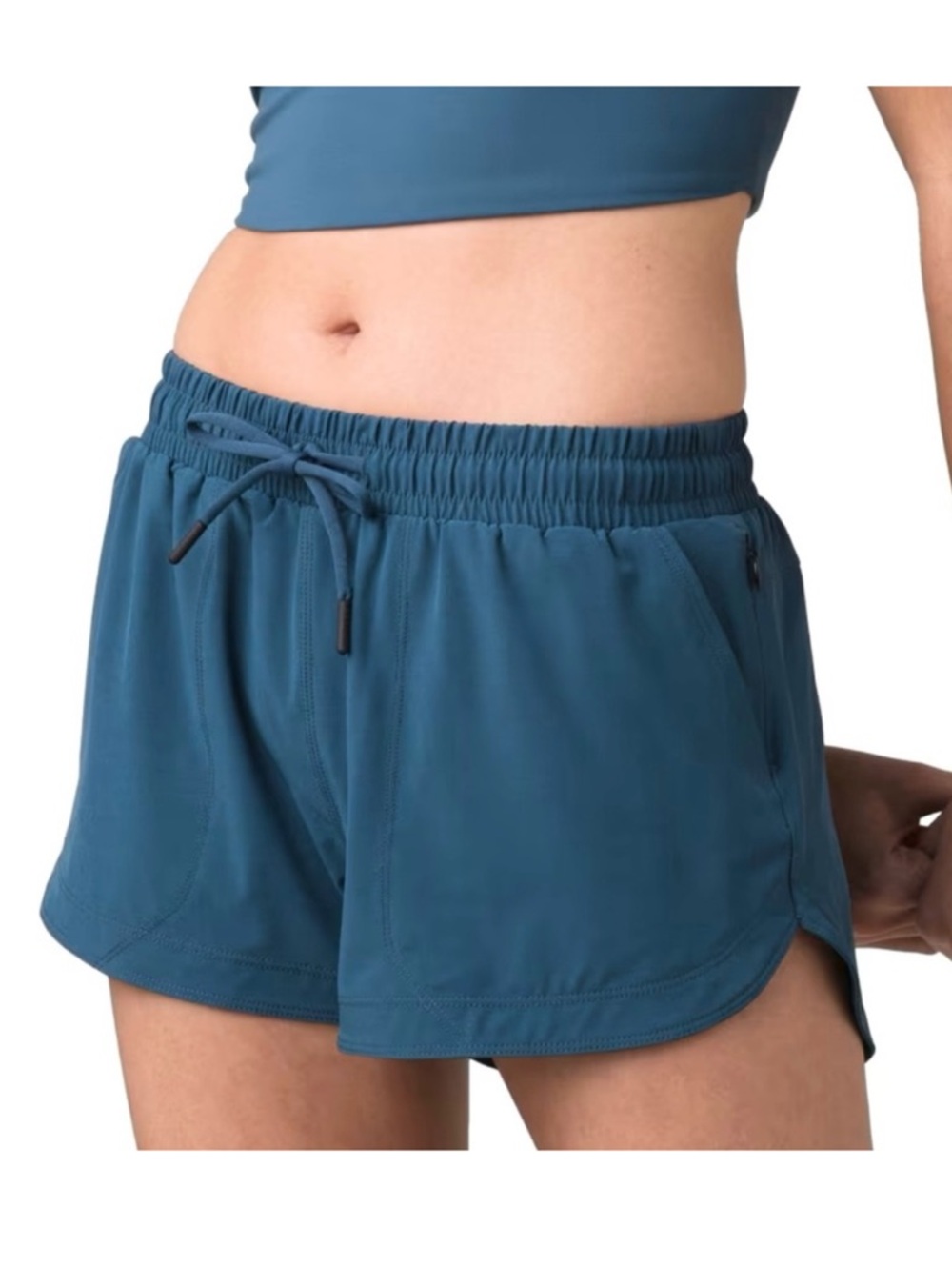 Prana Teal Blue Pull-On Wide Waistband Running Shorts - Size Small